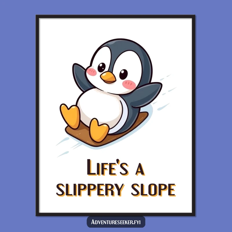 Free Printable Penguin Wall Art: Wobbly Sliders Downloadable Decor for Fun