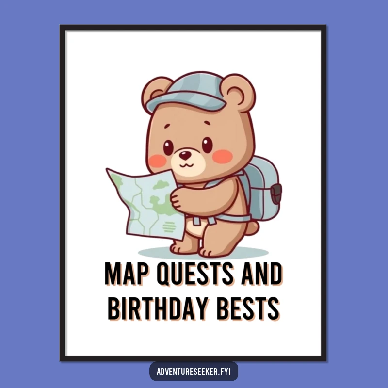 Free Printable Bear Adventure Map Wall Art: Funny Explorer Downloadable Decor