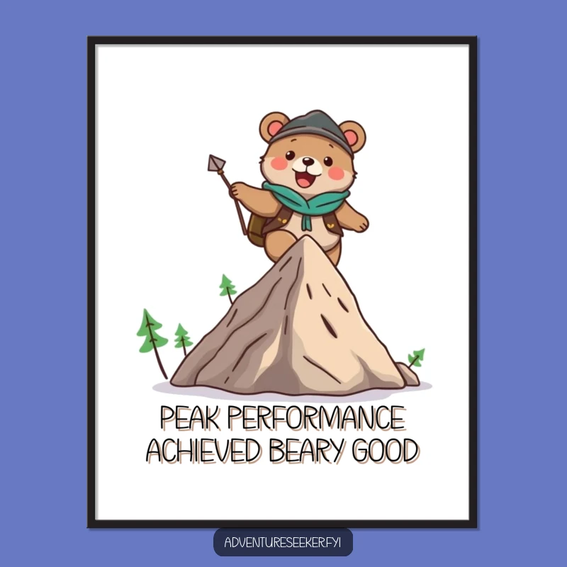 Free Printable Bear Mountain Art - Funny Adventure Decor Downloadable Wall Art