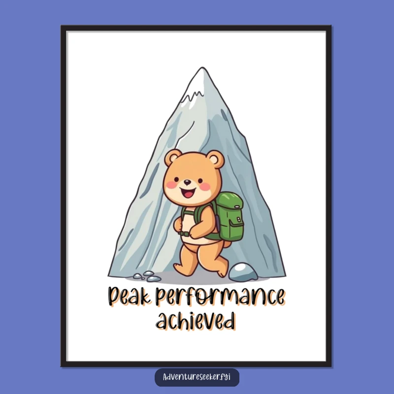 Funny Free Printable Bear Mountain Climb Wall Art: Downloadable Adventure Decor