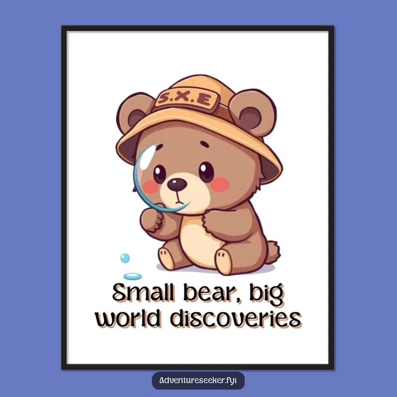 Free Printable Bear Cub Explorer Wall Art - Tiny Detective Funny Downloadable Decor