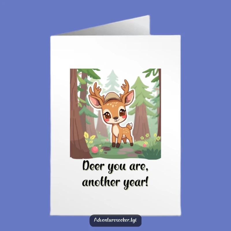 Free Printable Deer Birthday Card: Shy Scout Curious Humorous Downloadable Gift
