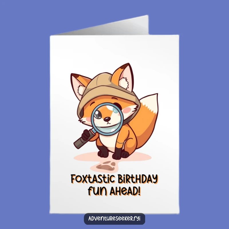 Free Printable Fox Birthday Card: Funny Explorer Downloadable Gift for a Clever Celebration!