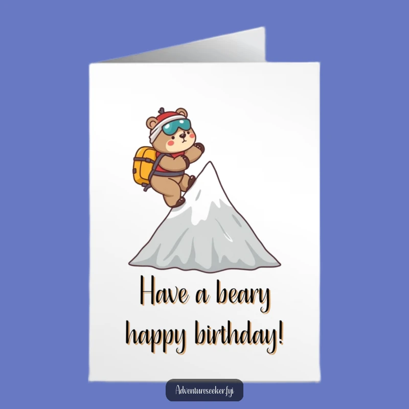 Free Printable Bear Birthday Card: Funny Mountaineer Downloadable Gift for an Epic Celebration!