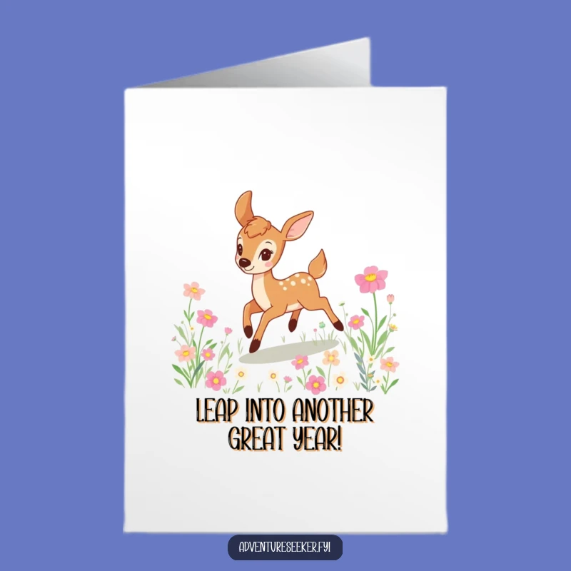 Free Printable Birthday Card: Playful Deer Joyful Leap Funny Downloadable Gift
