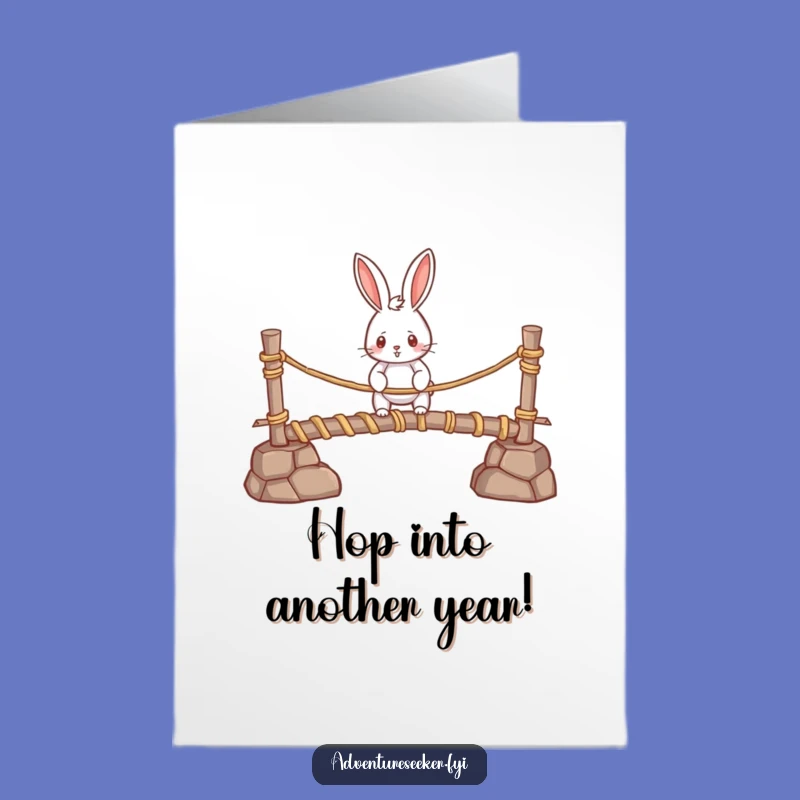 Free Printable Birthday Card: Rabbit Bridge Adventure Greeting, Bold DIY Birthday Gift