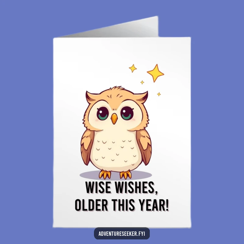 Free Printable Funny Owl Birthday Card: Curious Star Gazer Downloadable Gift