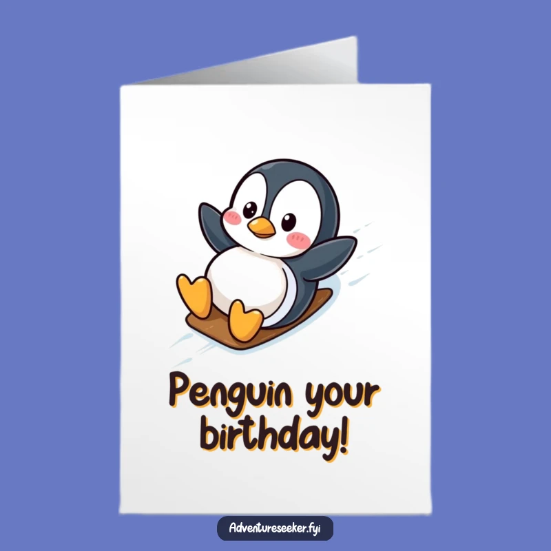 Free Printable Wobbly Penguin Birthday Card: Slipping into Fun Downloadable Greeting