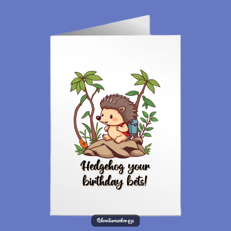 Free Printable Hedgehog Birthday Card: Funny Jungle Design, Downloadable Adventure Gift for Brave Souls