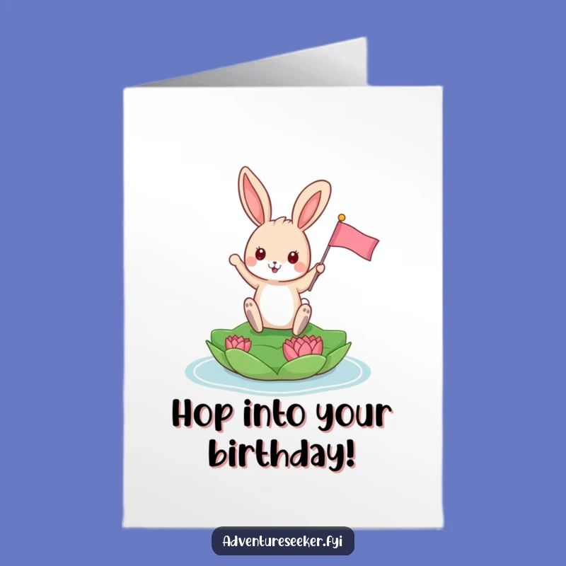 Free Printable Bunny Birthday Card: Funny Lily Pad Design, Downloadable Celebration Gift for Hoppers