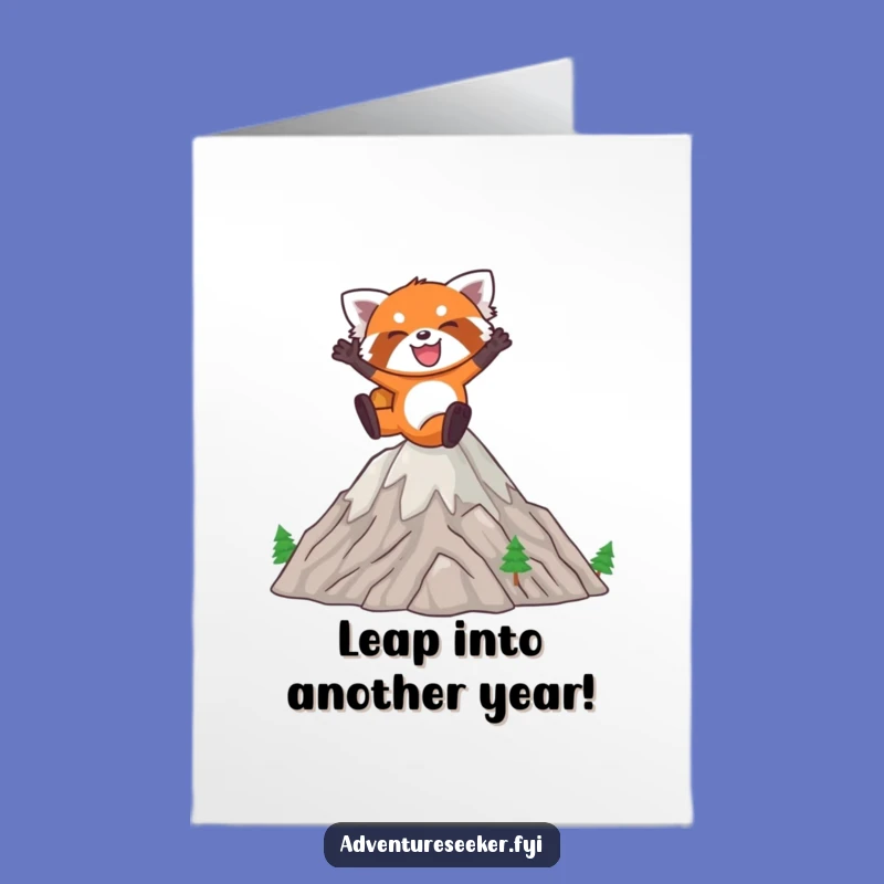 Free Printable Red Panda Birthday Card: Funny Leap Design, Downloadable Joyful Gift for Celebrations