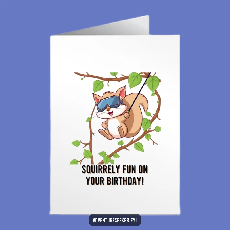 Free Printable Birthday Card: Funny Squirrel Zip Line, Adorable Downloadable Greeting