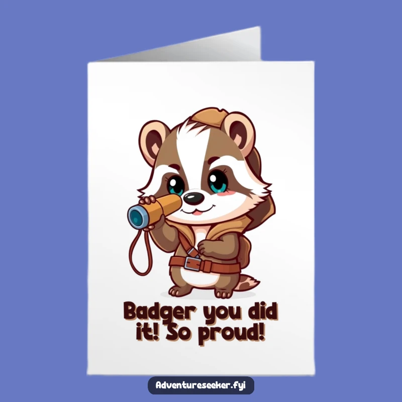 Free Printable Badger Congratulations Card: Explorer's Success Humorous Downloadable Gift