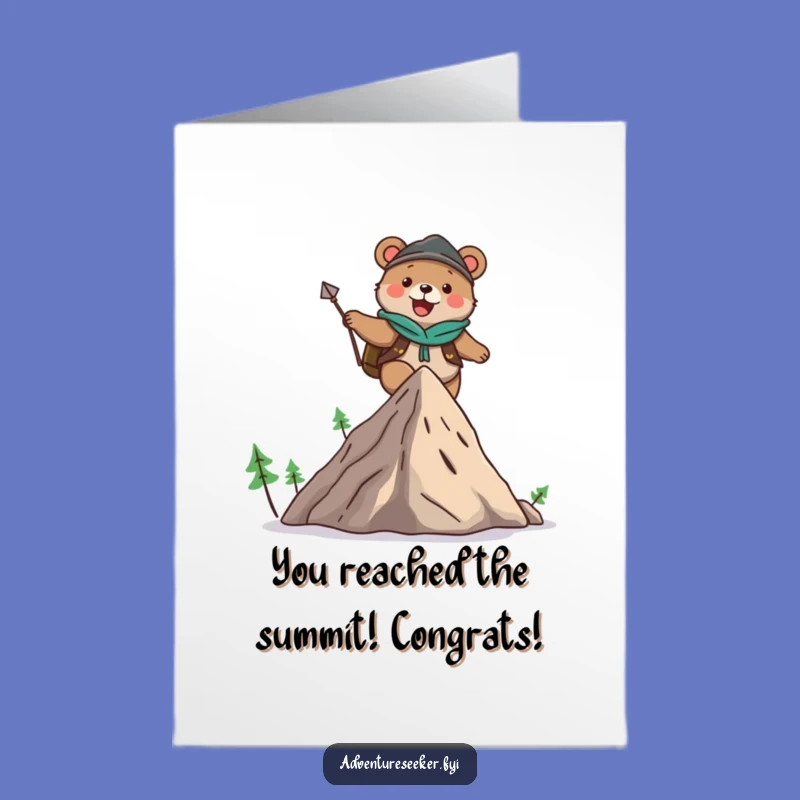 Free Printable Bear Climbing Congrats Card - Funny Summit Success Downloadable Gift