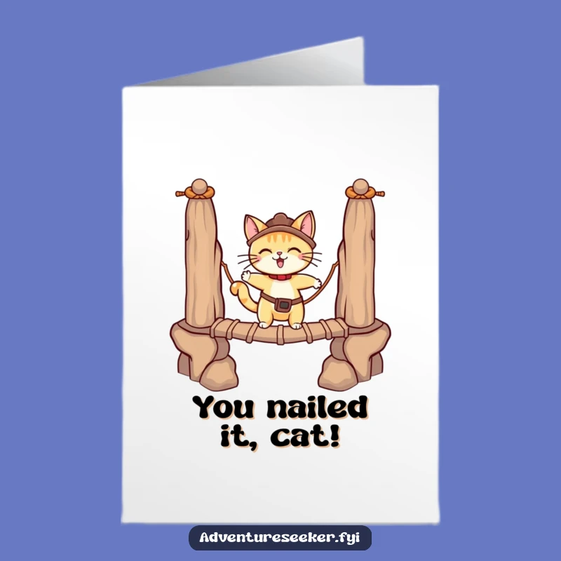 Free Printable Cat Congratulations Card: Crossing to Victory Downloadable