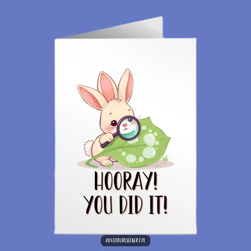Free Printable Congrats Card: Rabbit's Discovery, Humorous Celebration, Downloadable Message