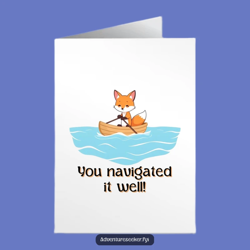 Free Printable Fox Congrats Card: Funny Ocean Journey Downloadable Greeting