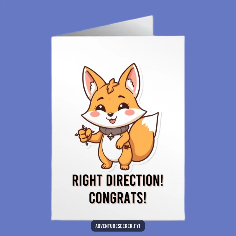 Free Printable Fox Success Card: Funny Compass Downloadable Gift