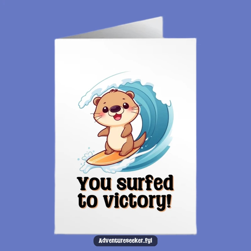 Free Printable Otter Congrats Card: Wave Ride Achievement Downloadable Gift
