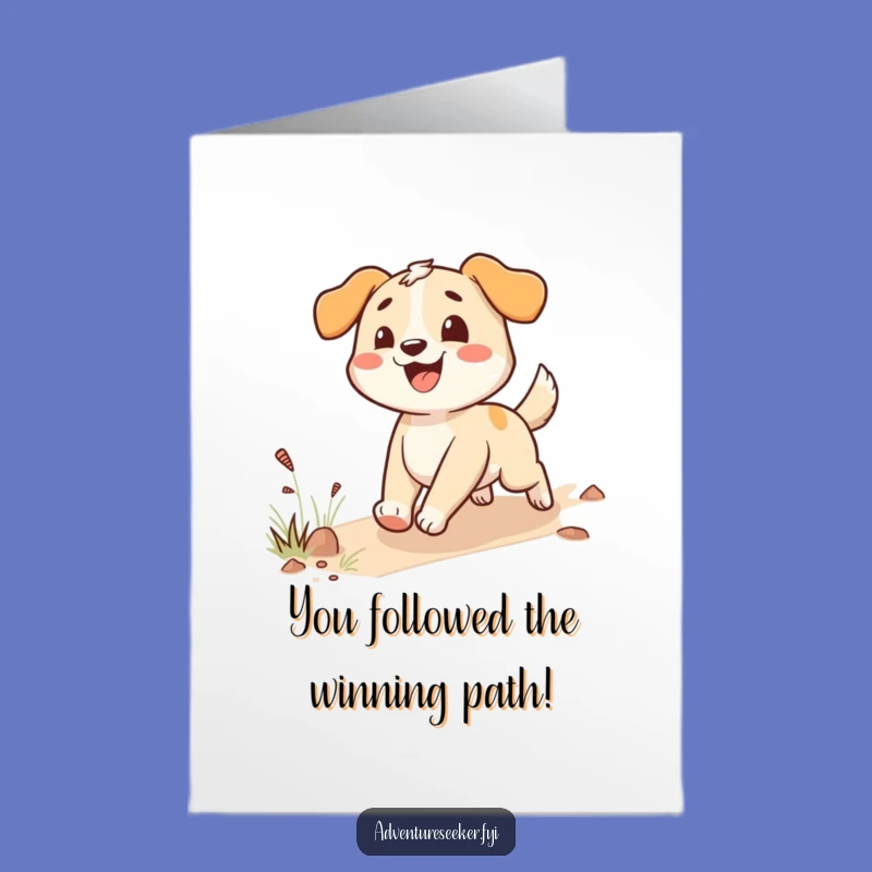 Free Printable Congrats Card: Dog's Winning Trail, Fun Downloadable