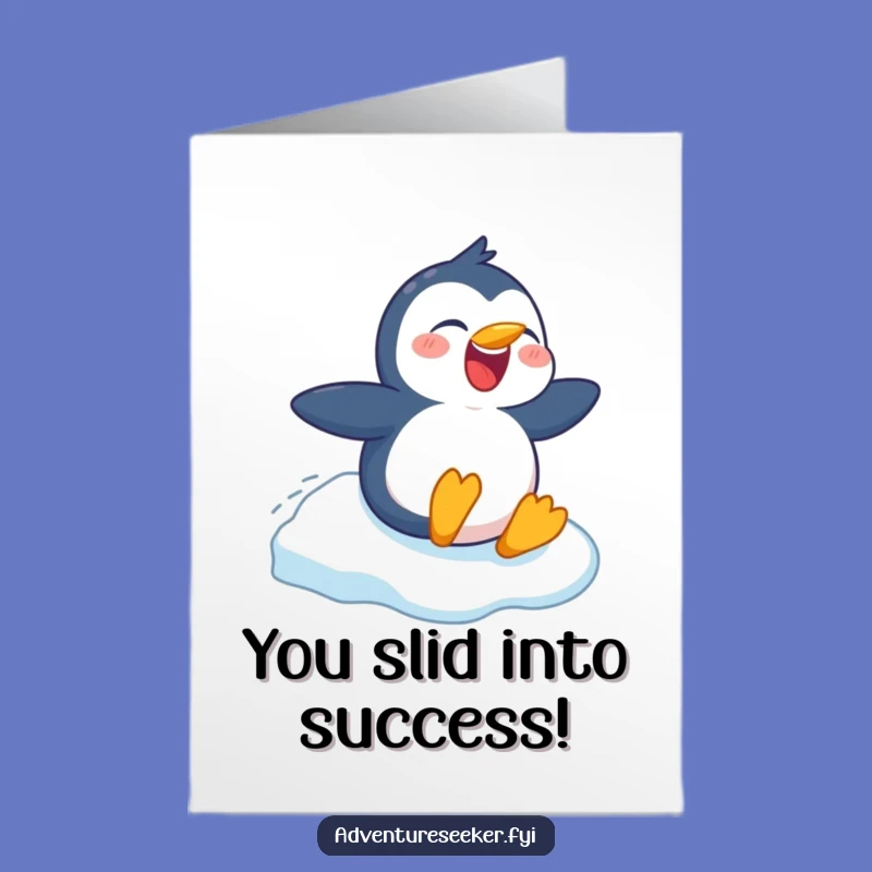 Free Printable Penguin Congrats Card: Hilarious Slide Win Downloadable Gift