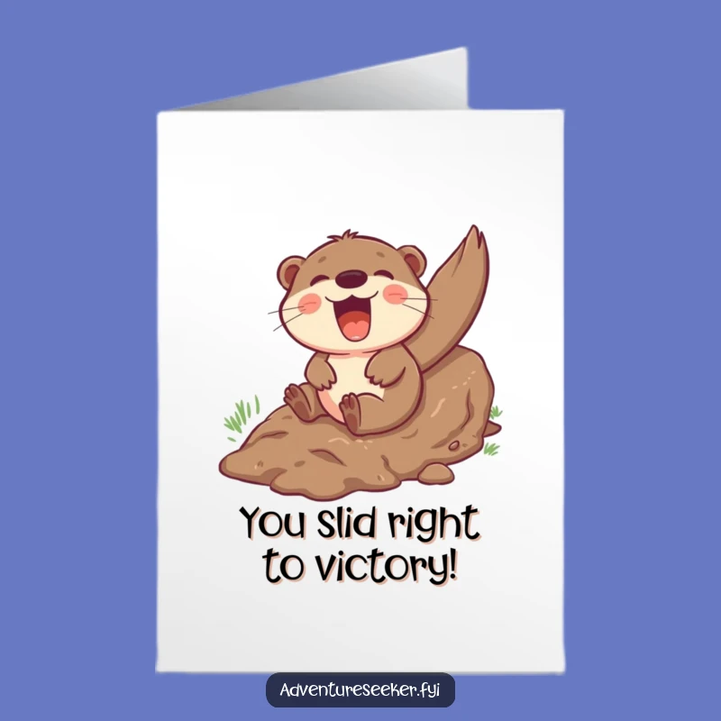 Free Printable Congrats Card: Otter Sliding with Glee Funny Downloadable Gift