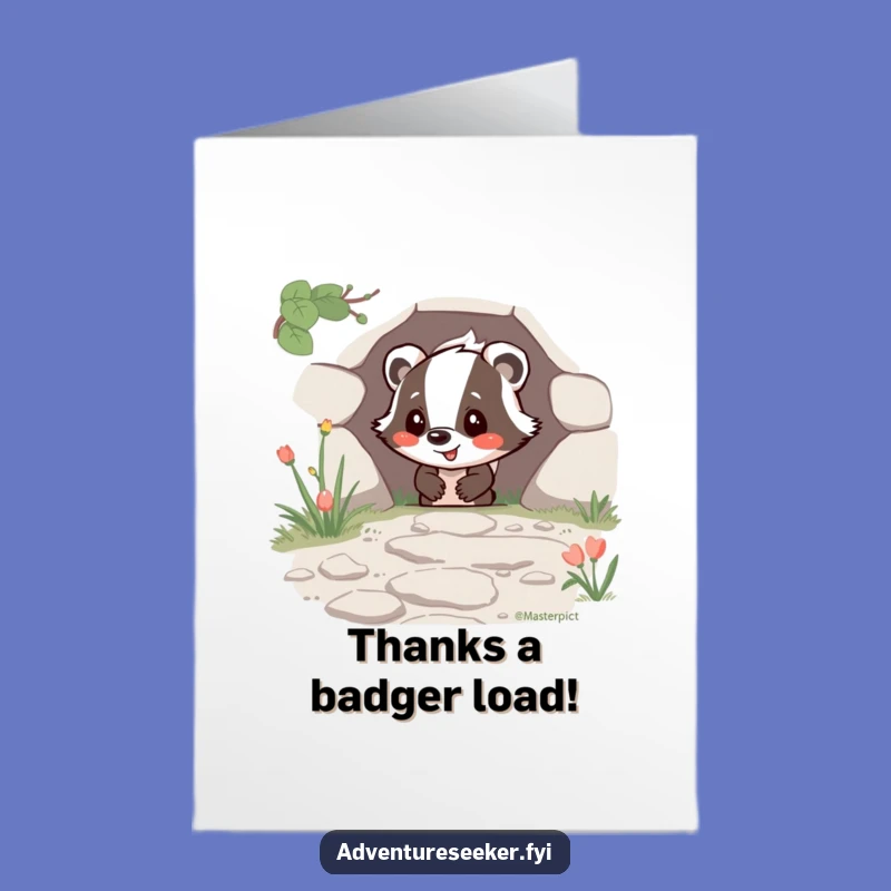 Free Printable Badger Thank You Card: Grateful Discoverer Downloadable