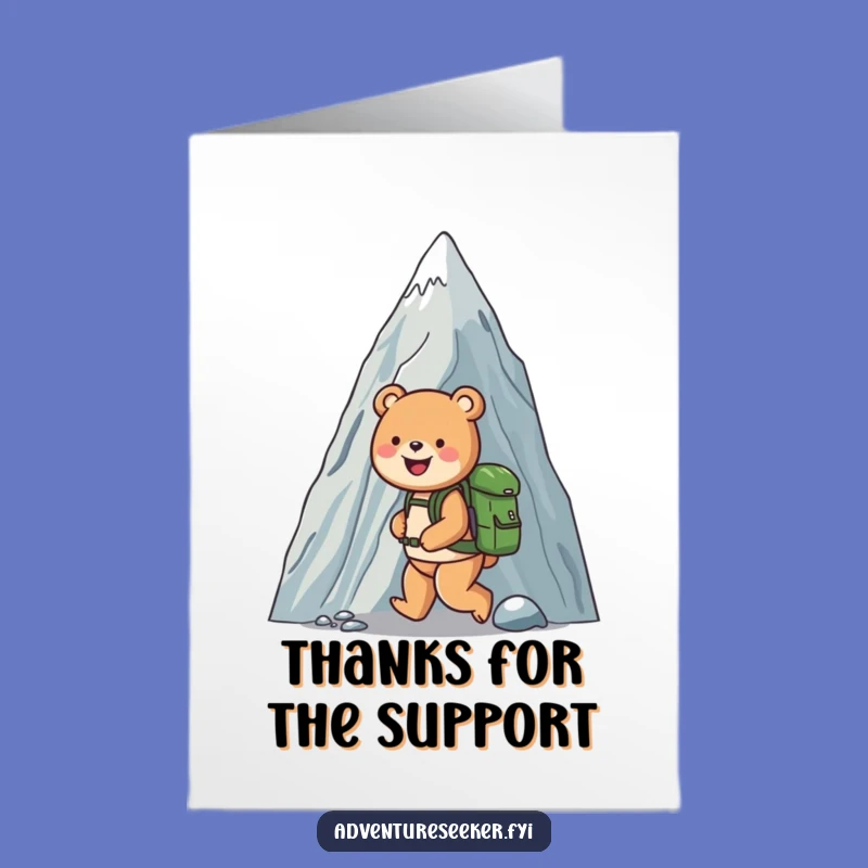 Free Printable Bear Thank You Card: Funny Mountain Ascent Downloadable Greeting