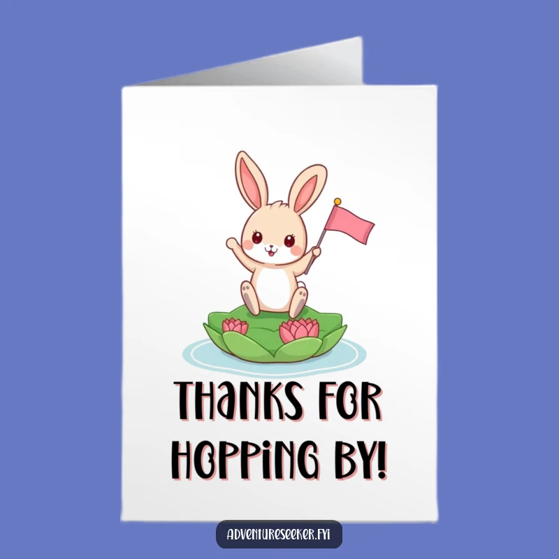 Free Printable Bunny Thank You Card: Funny Lily Pad Design, Downloadable Gratitude Greeting