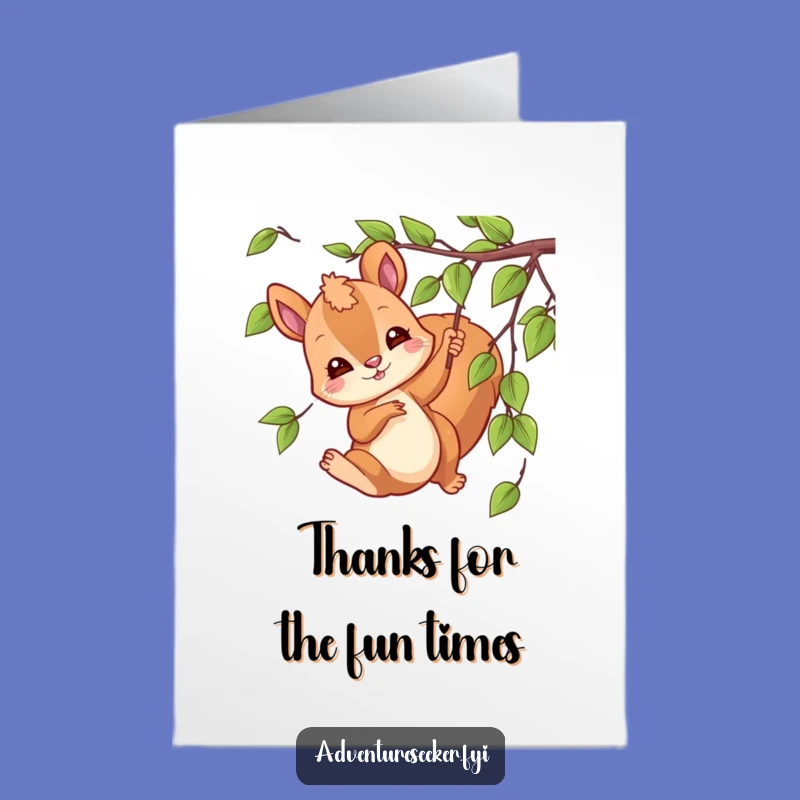 Free Printable Thank You Card: Squirrel's Grateful Swing, Fun Downloadable
