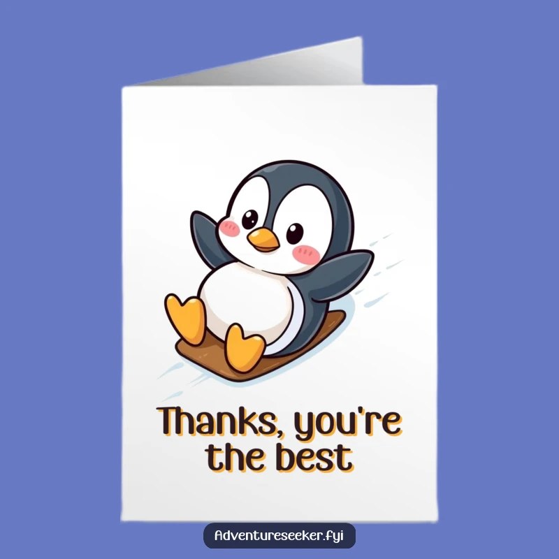Free Printable Thank You Penguin Card: Sliding Thanks Downloadable Greeting