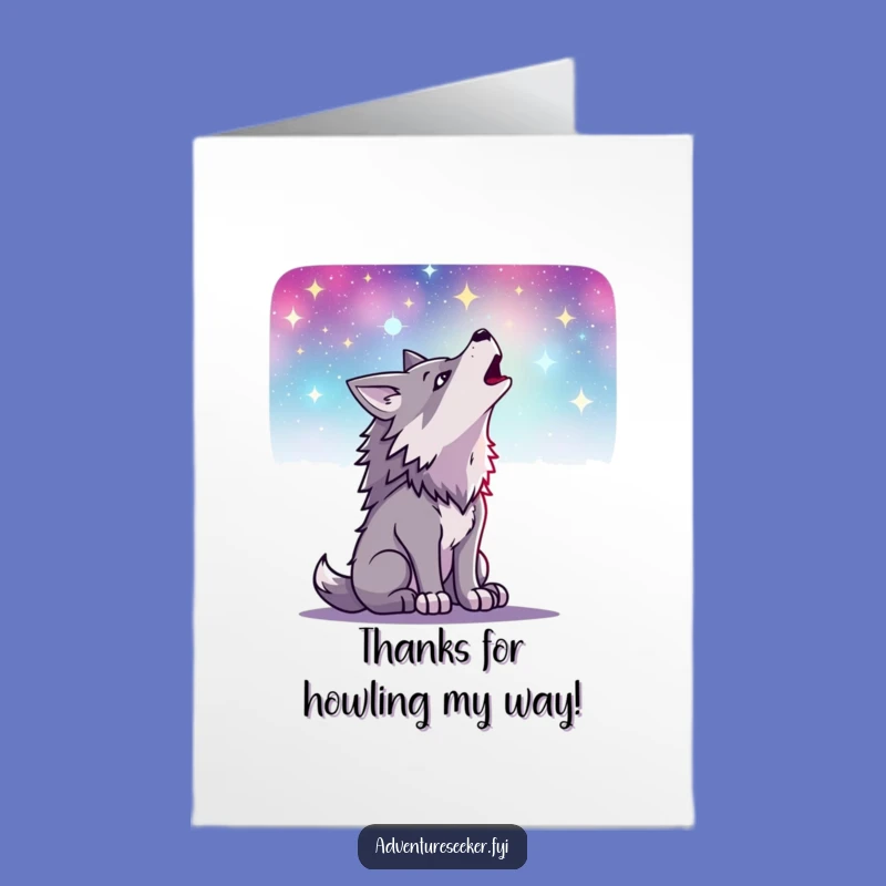 Free Printable Wolf Thank You Card: Starry Night Gratitude Downloadable Gift