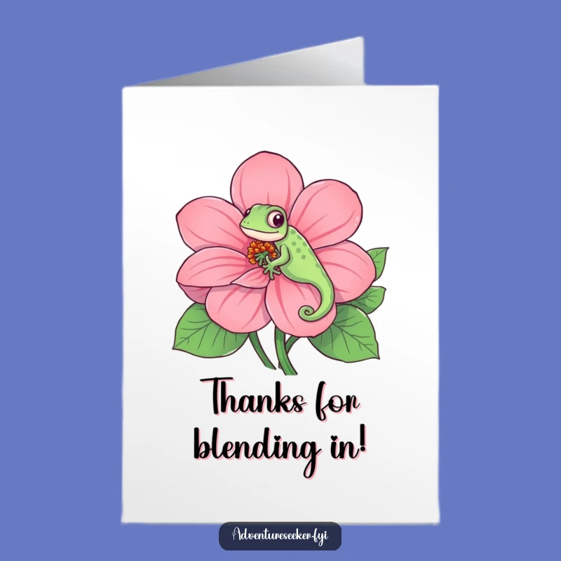 Free Printable Chameleon Thank You Card: Flower Appreciation Downloadable Gift