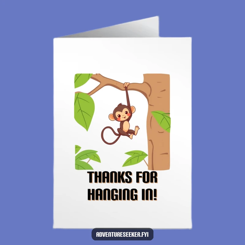 Free Printable Monkey Thank You Card - Grateful Swing - Funny Downloadable Gift