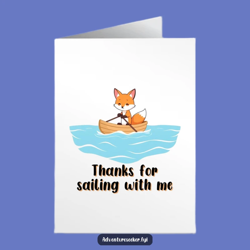 Free Printable Fox Thank You Card: Funny Ocean Row Downloadable Greeting