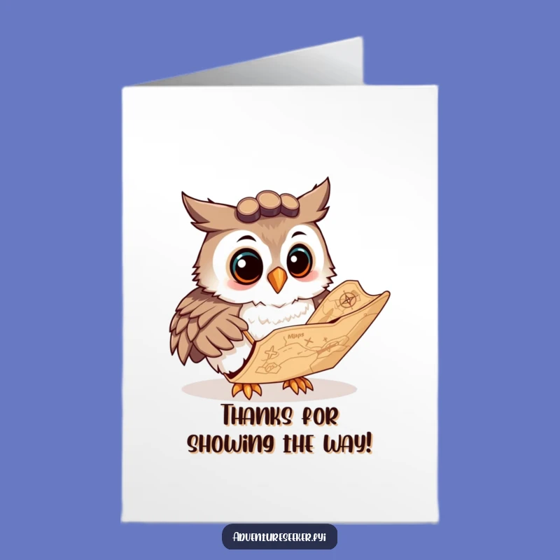 Free Printable Owl Map Thank You Card - Funny Navigator Gratitude Downloadable Gift