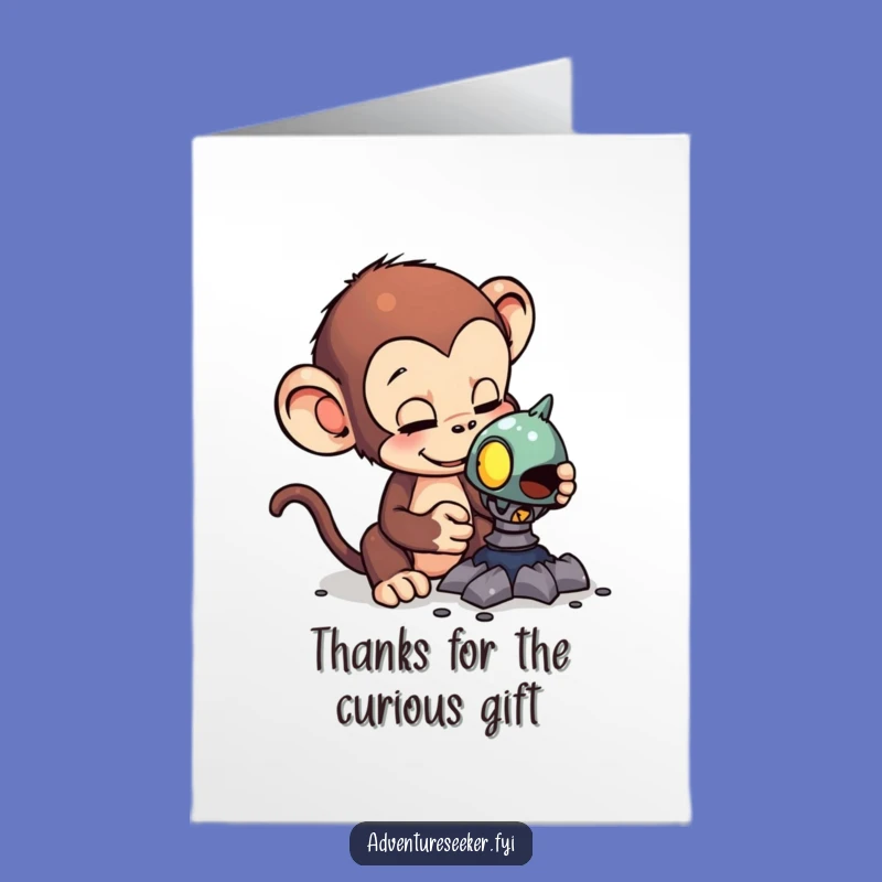 Free Printable Monkey Thank You Card: Funny Alien Artifact Downloadable Greeting