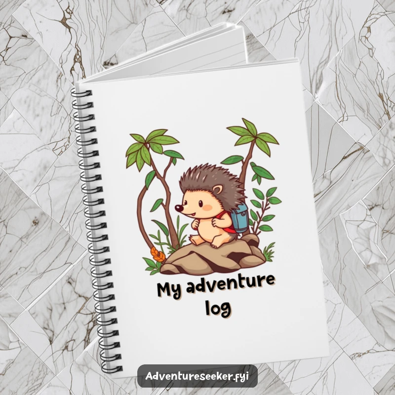 Funny Hedgehog Notebook: Brave hedgehog fearlessly navigating a miniature jungle with a backpack, for jotting down plans.