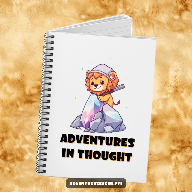 Funny Lion Explorer Notebook: A lion explorer scaling a crystal, inspiring creative writing and adventurous ideas.