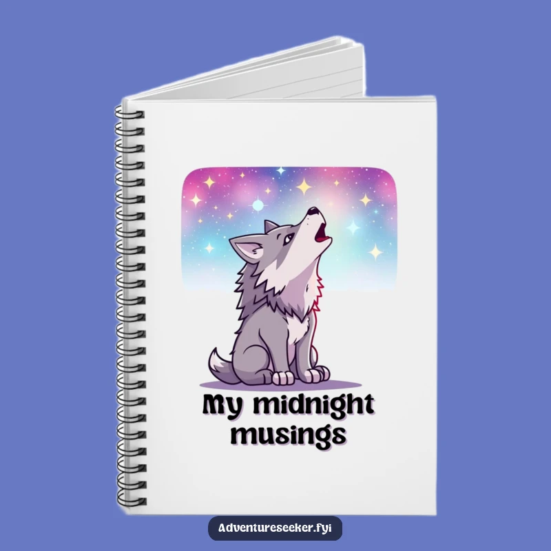 Funny Wolf Howling Notebook: Determined Character's Night Sky Notes, Gift for Writers