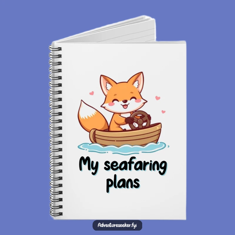 Funny Fox Steering Boat Notebook - Journal Your Adventures, Perfect Funny Gift