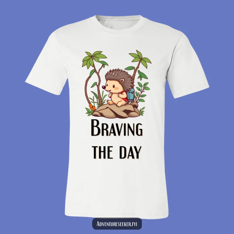 Funny Hedgehog Adventurer T-Shirt: Brave Animal Navigating Jungle, Humorous Gift