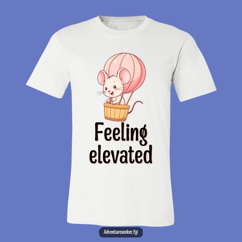 Funny Mouse Balloon T-Shirt: Energetic Journey Above, Comfy Tee
