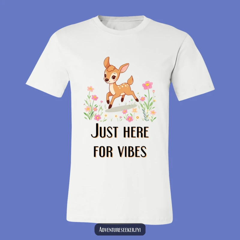 Funny Deer Flower Field T-Shirt: Joyful & Playful Apparel, a Hilarious Gift Idea