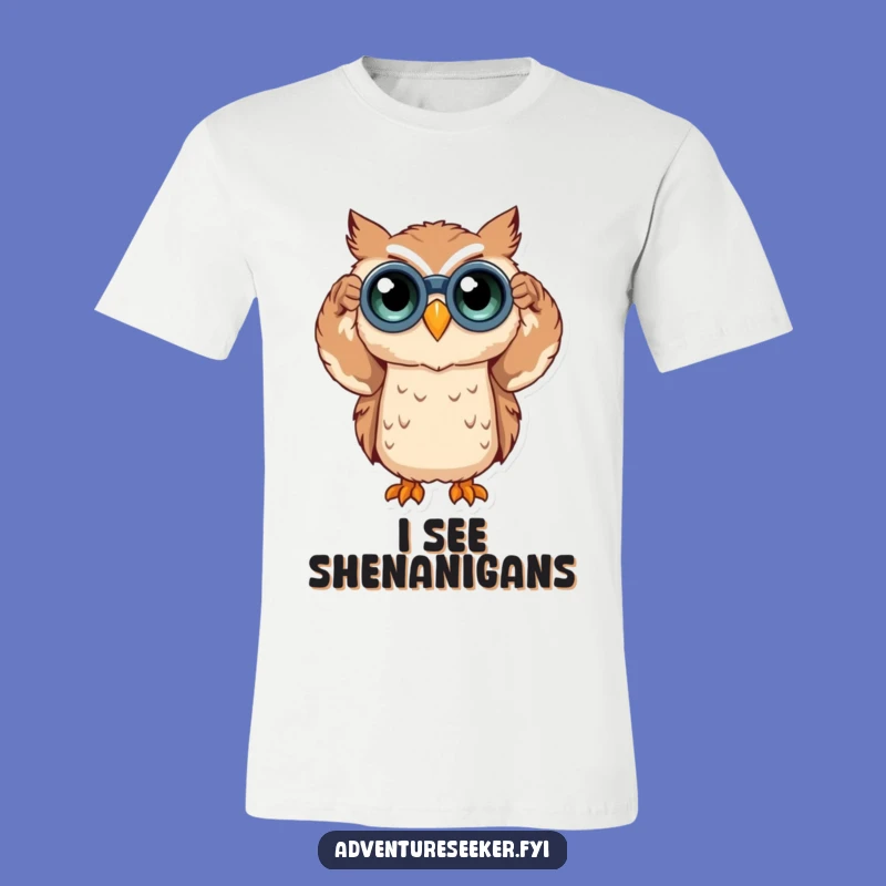 Funny Owl Binoculars T-Shirt: Curious Bird Wearing Glasses, Comfy Tee for Explorers