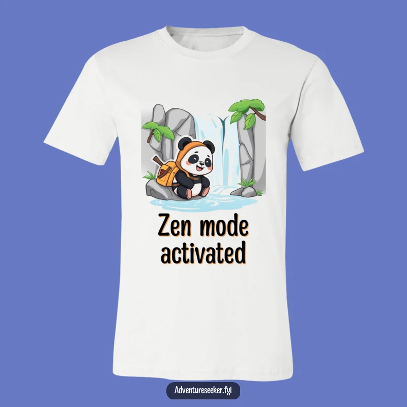 Funny Panda Adventurer T-Shirt: Happy Waterfall Vibes for Relaxed Explorers