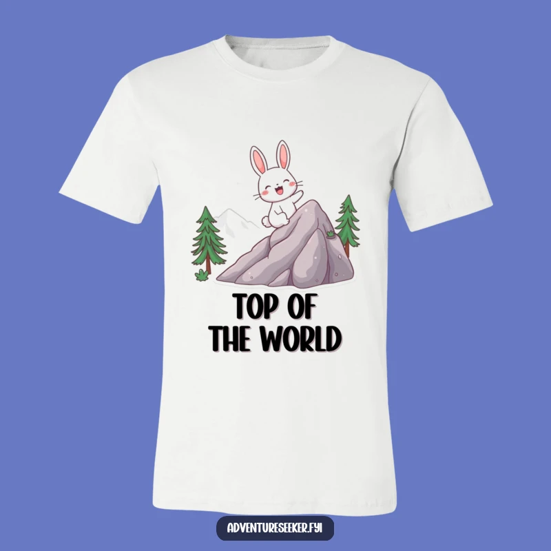 Funny Rabbit Climbing Mountain T-Shirt - Hilarious Ascent Tee, Great Funny Gift
