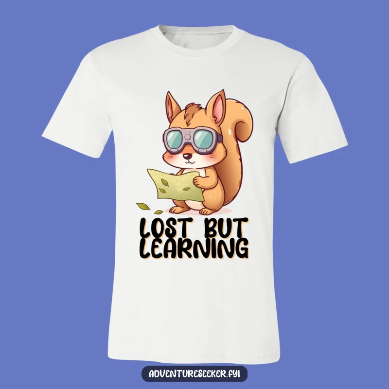 Funny Squirrel Map T-Shirt: Curious Leaf Map Decoding, Your New Favorite Funny Tee