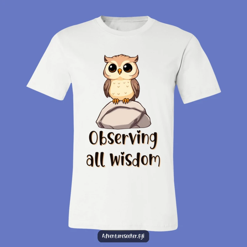 Funny Owl Observer T-Shirt: Curious Character On Rock, Unique Funny Gift