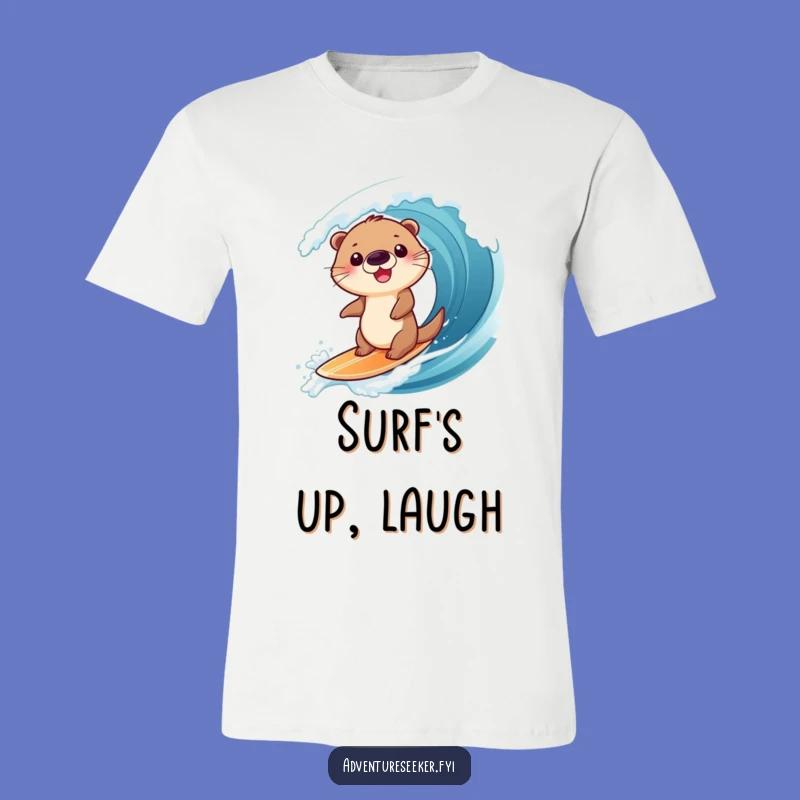 Funny Otter Surfing T-Shirt: Giggling Character's Wave Adventure, Summer Funny Gift